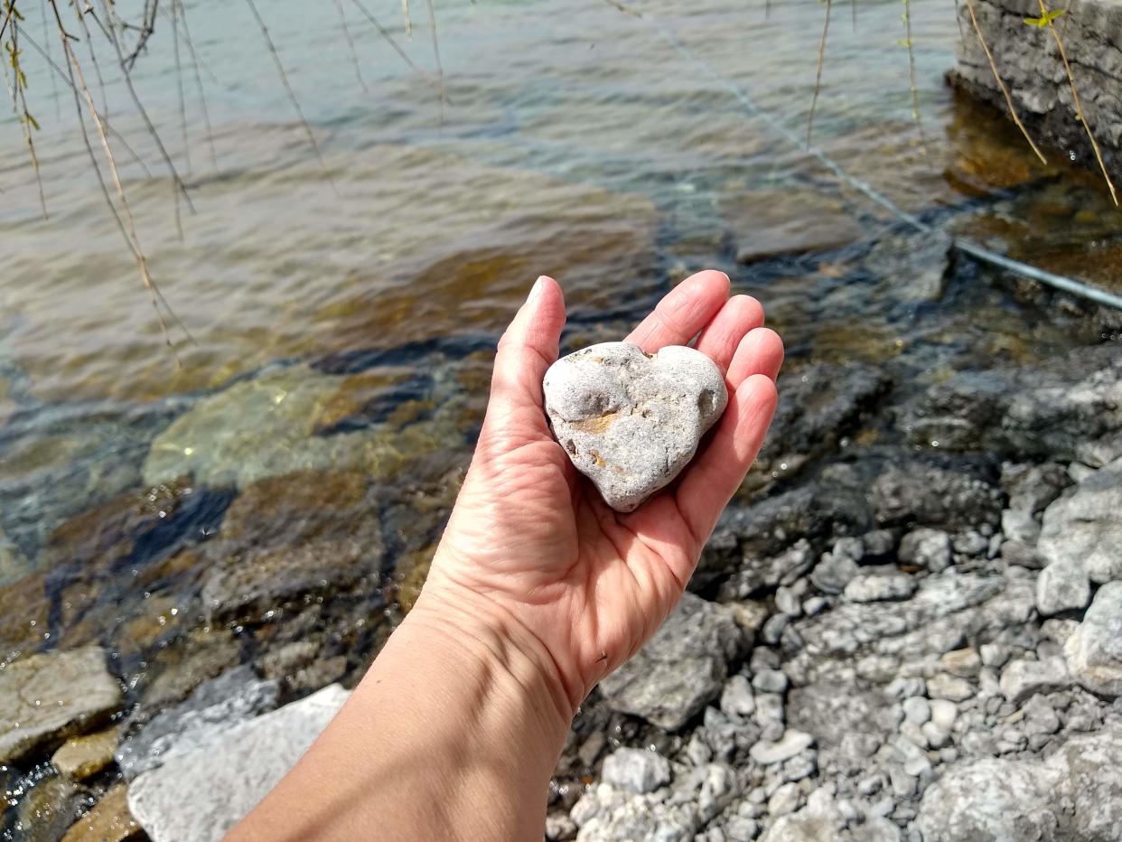 Christine Fisher seeks out "hearts" while out on her daily walks.