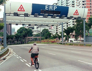 The LTA plans to replace ERP gantries with a satellite-based system. (AFP)