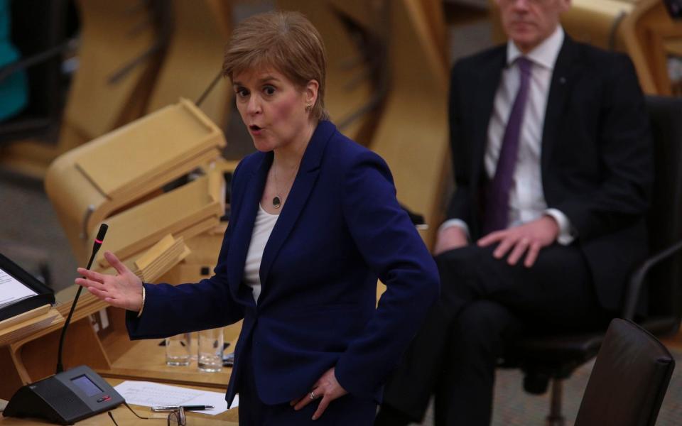 First Minister Nicola Sturgeon attends First Minister's Questions at the Scottish Parliament in Holyrood -  Getty Images Europe