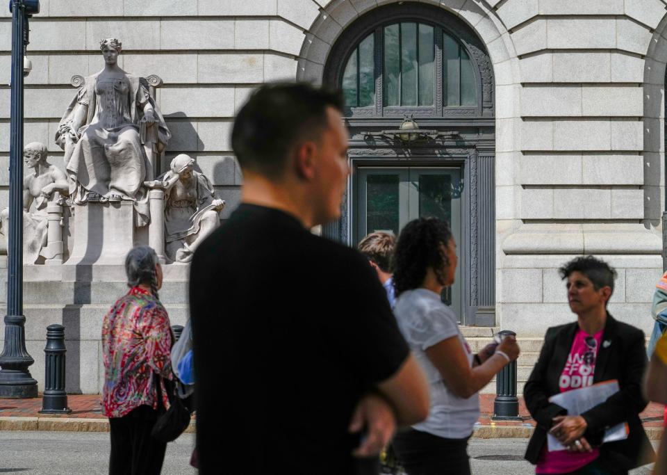 Protesters outside Federal Courthouse in Providence.