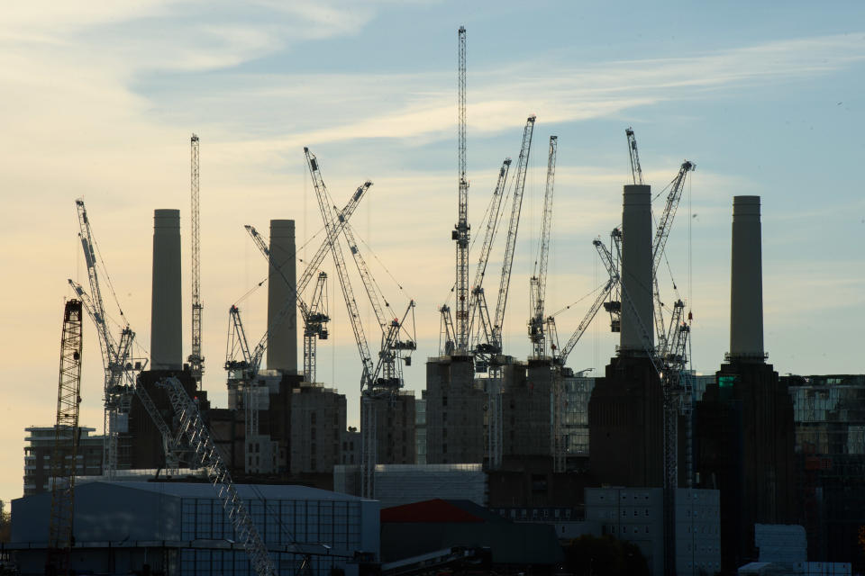 Building work on the redevelopment of Battersea Power Station in south London. A large number of luxury and ultra-luxury new-build apartments in London are failing to sell, as overseas investors invest less in UK property. Picture date: Wednesday November 14th, 2018. Photo credit should read: Matt Crossick/ EMPICS Entertainment.