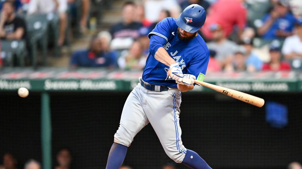 The Blue Jays could use Brandon Belt's bat in the middle of the lineup. (Nick Cammett/Diamond Images via Getty Images)