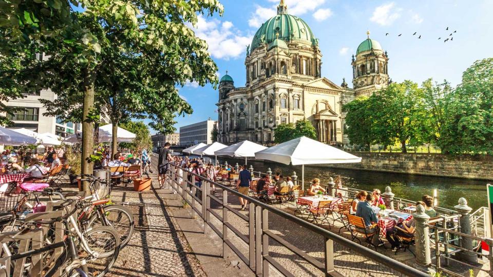 View of Spree River and Berliner Dom, Berlin, Germany