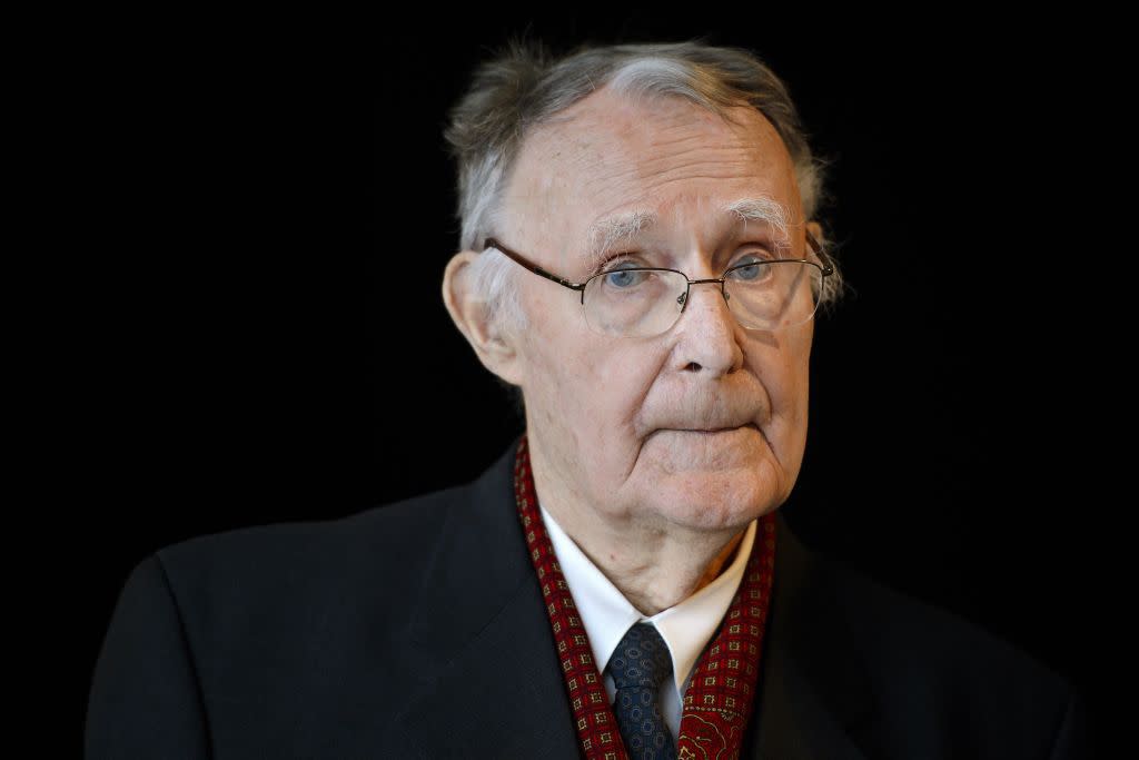 Ikea founder Ingvar Kamprad poses prior the inauguration of the Margaretha Kamprad Chair of Environmental Science and Limnology on December 3, 2012 at the Swiss Federal Institutes of Technology of Lausanne (EPFL) in Lausanne