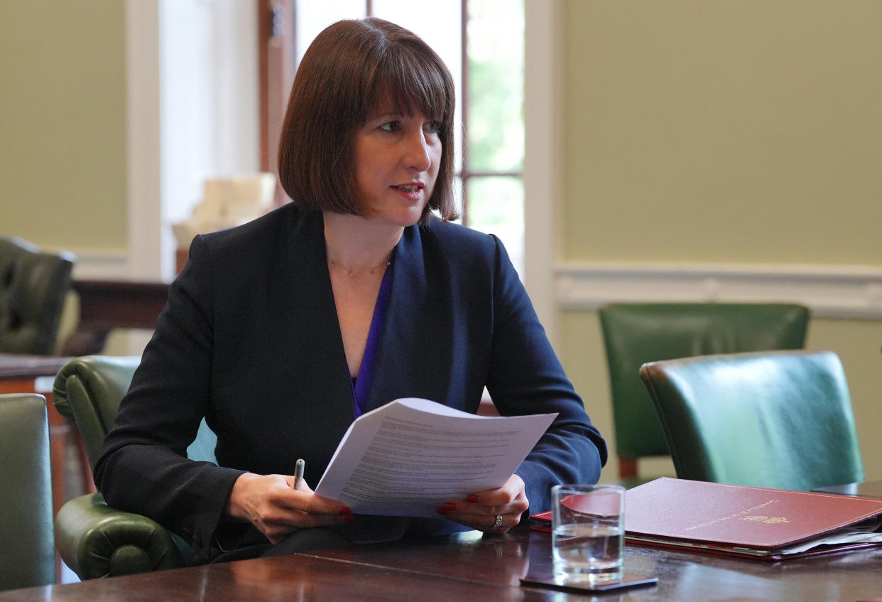 Britain's Chancellor of the Exchequer Rachel Reeves, prepares to give a speech at the Treasury, to an audience of leading business figures and senior stakeholders, announcing the first steps the new Labour Government will take to deliver economic growth, in London on July 8, 2024. (Photo by Jonathan Brady / POOL / AFP) (Photo by JONATHAN BRADY/POOL/AFP via Getty Images)