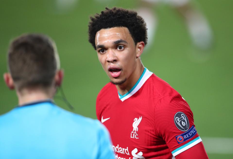 <p>Trent Alexander-Arnold against Real Madrid on Tuesday night</p> (Getty Images)
