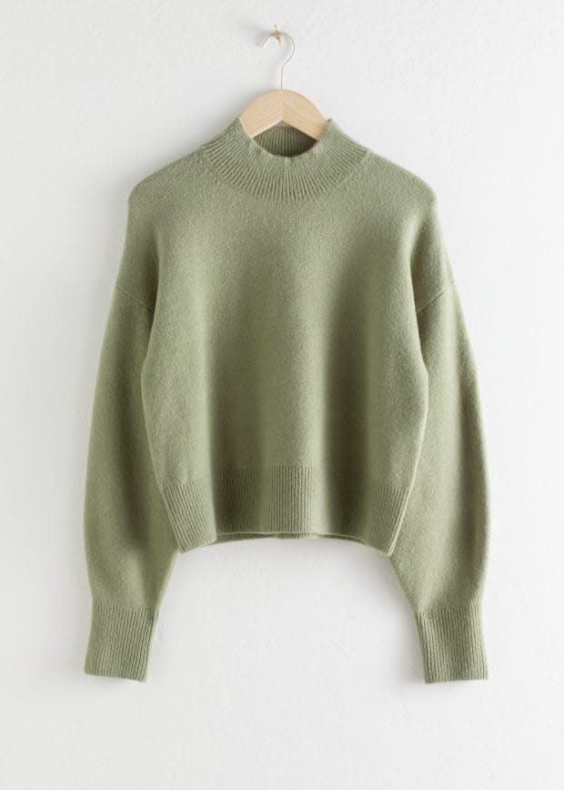 <p>& Other Stories Mock Neck Sweater, $49, <a href="https://rstyle.me/+1vfm7BeIft8nrbE5k-Isrg" rel="nofollow noopener" target="_blank" data-ylk="slk:available here;elm:context_link;itc:0;sec:content-canvas" class="link ">available here</a>. </p>