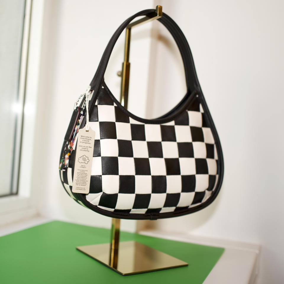 Black and white checkered bag