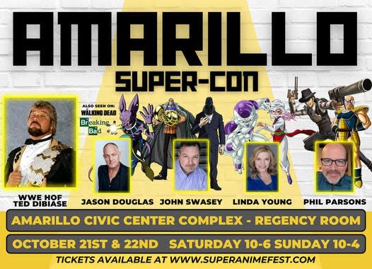 Super Anime Fest brings its 3rd Amarillo Super Mini Con featuring famous guest speakers, including WTAMU alumnus and WWE's "Million Dollar Man" Ted DiBiase. The con is scheduled for Saturday and Sunday, Oct. 21 and 22 at the Amarillo Civic Center Regency Room.