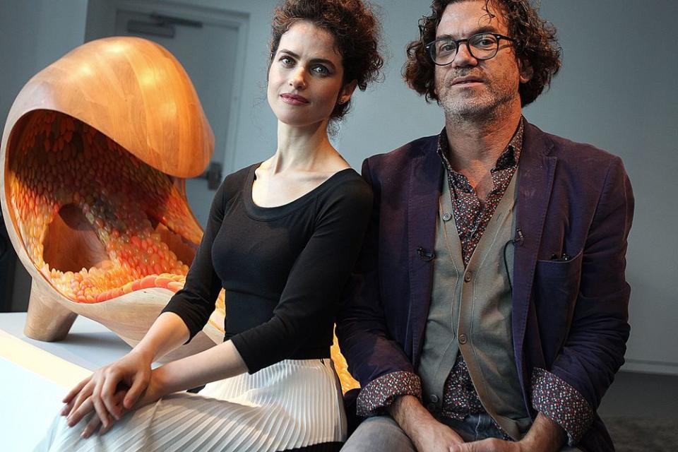 Neri Oxman and David Edwards with Oxman’s piece on the left