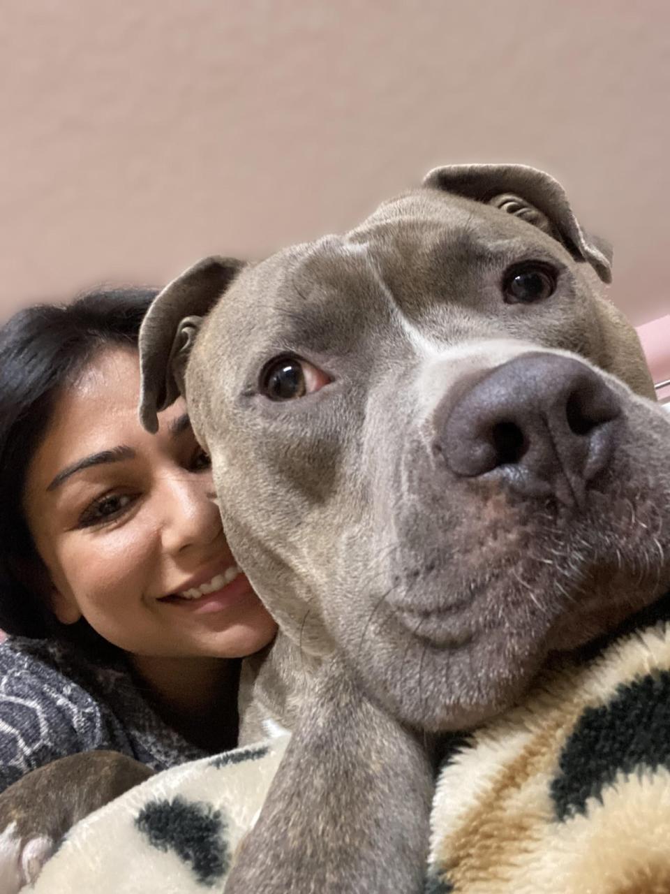 Rocco Jr. as a puppy seen with Aliesha Verma, who maintains the dog has been an emotional support animal to her since the dog was acquired in 2022. (Aliesha Verma - image credit)