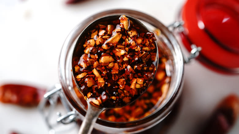 jar of homemade chili oil