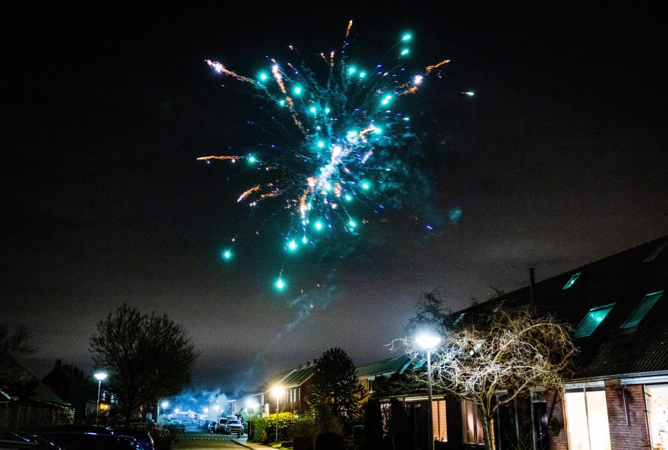 Fireworks during New Year's Eve, in Maasdam, the Netherland (EPA)