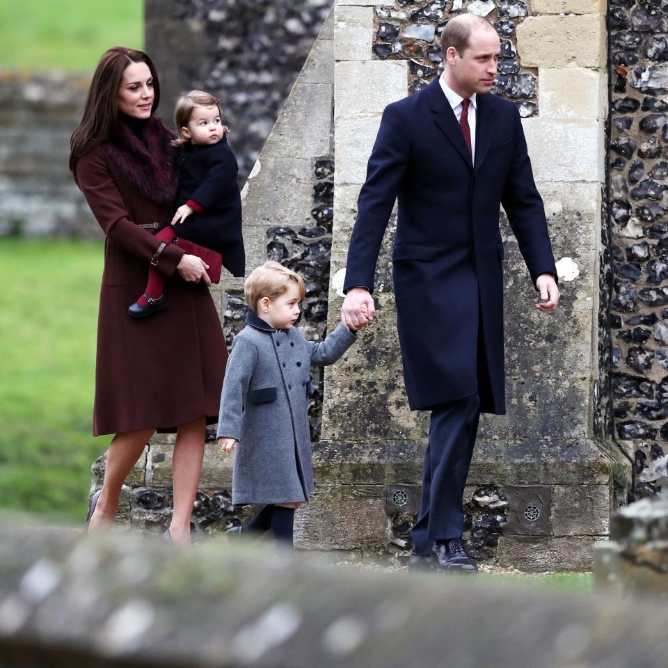 The Duke and Duchess of Cambridge arrive at church on Christmas Day with their children  - Credit: Andrew Matthews/PA Wire