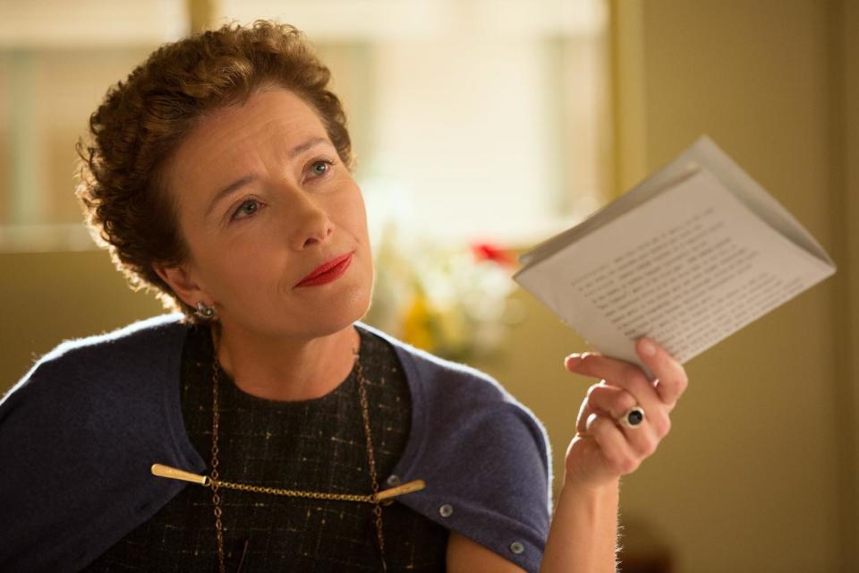 This image released by Disney shows Emma Thompson as author P.L. Travers in a scene from “Saving Mr. Banks.” (AP Photo/Disney, François Duhamel)