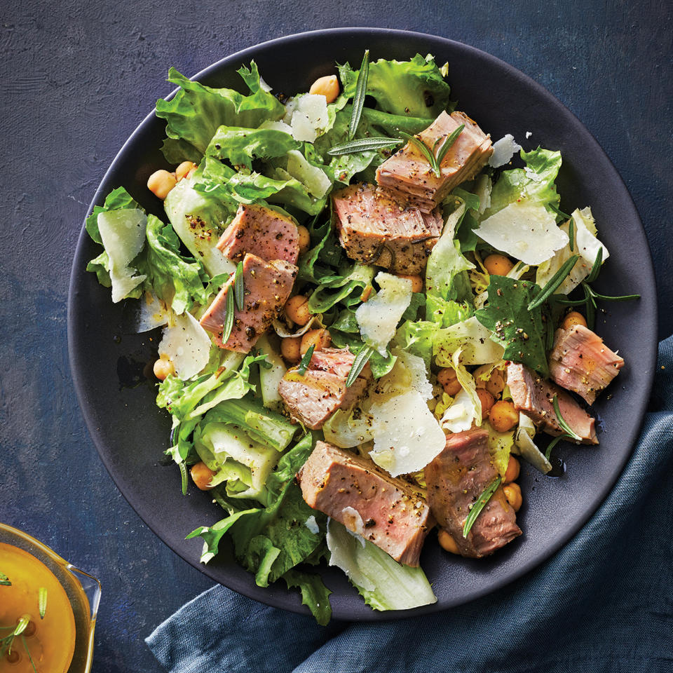 Slow-Cooker Tuna Steaks with Escarole-Chickpea Salad