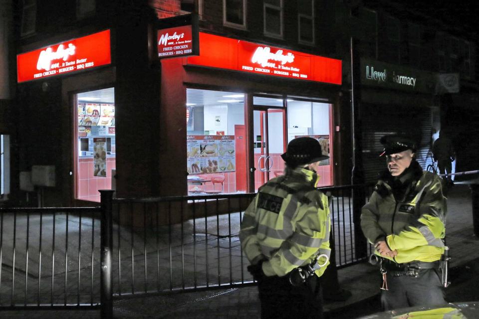 Police officers at the cordon in Bellingham (Nigel Howard)