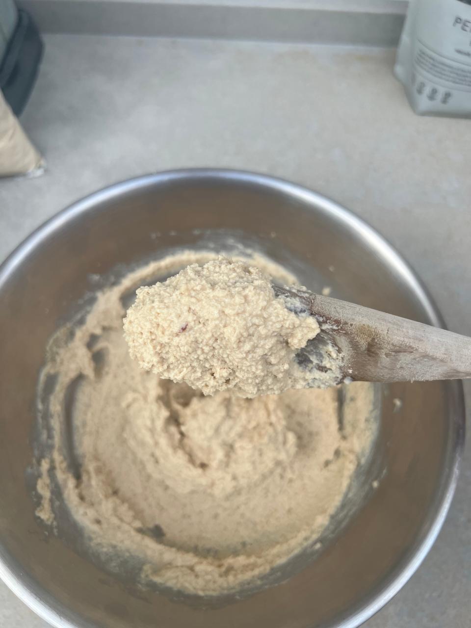 A closer look at the texture of the mixture.