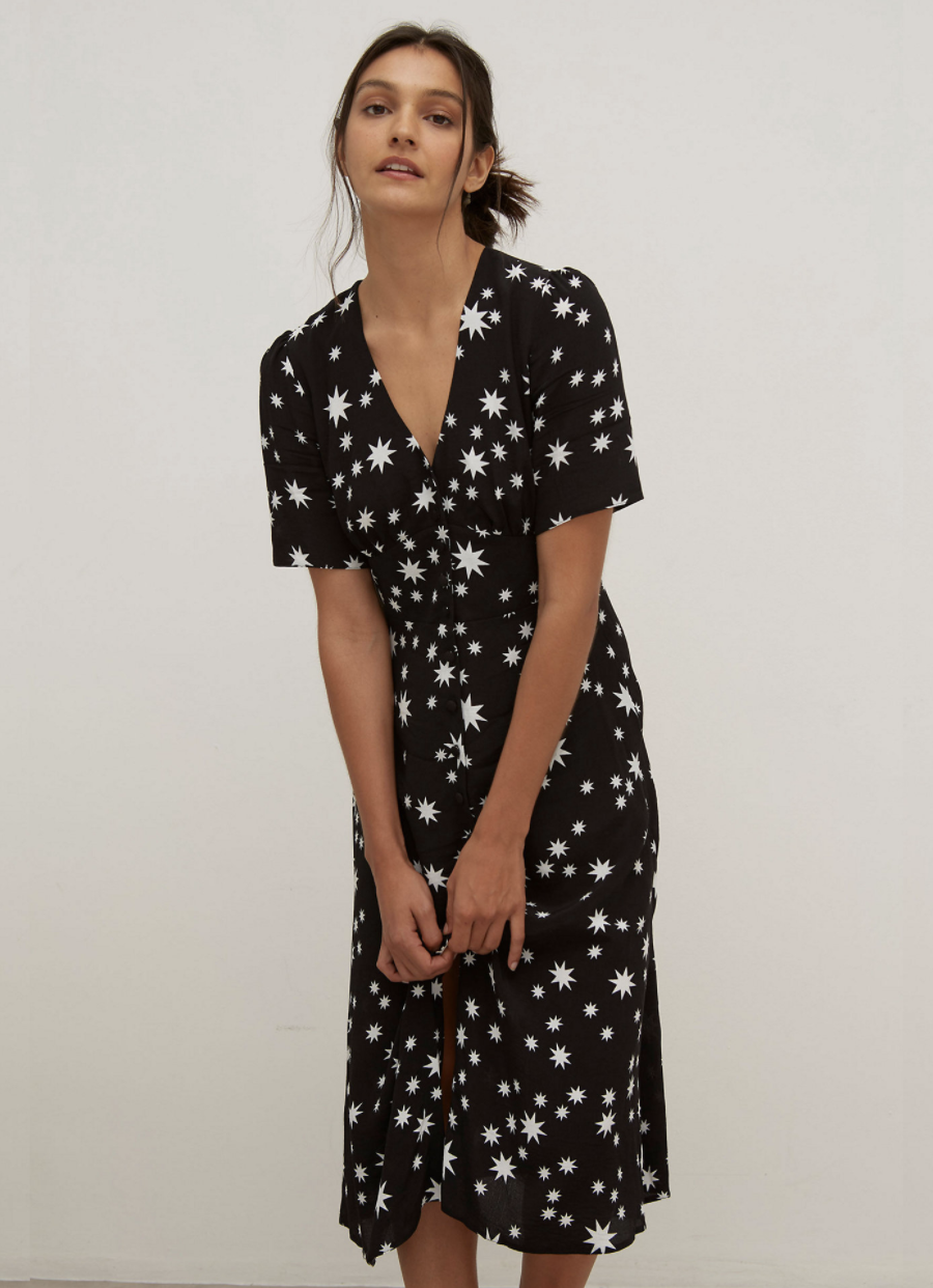 Star Print V-Neck Midi Tea Dress (Nobody's Child/ M&S)