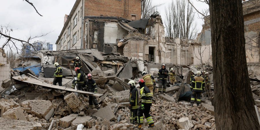 Aftermath of the Russian missile attack on Kiev on March 25