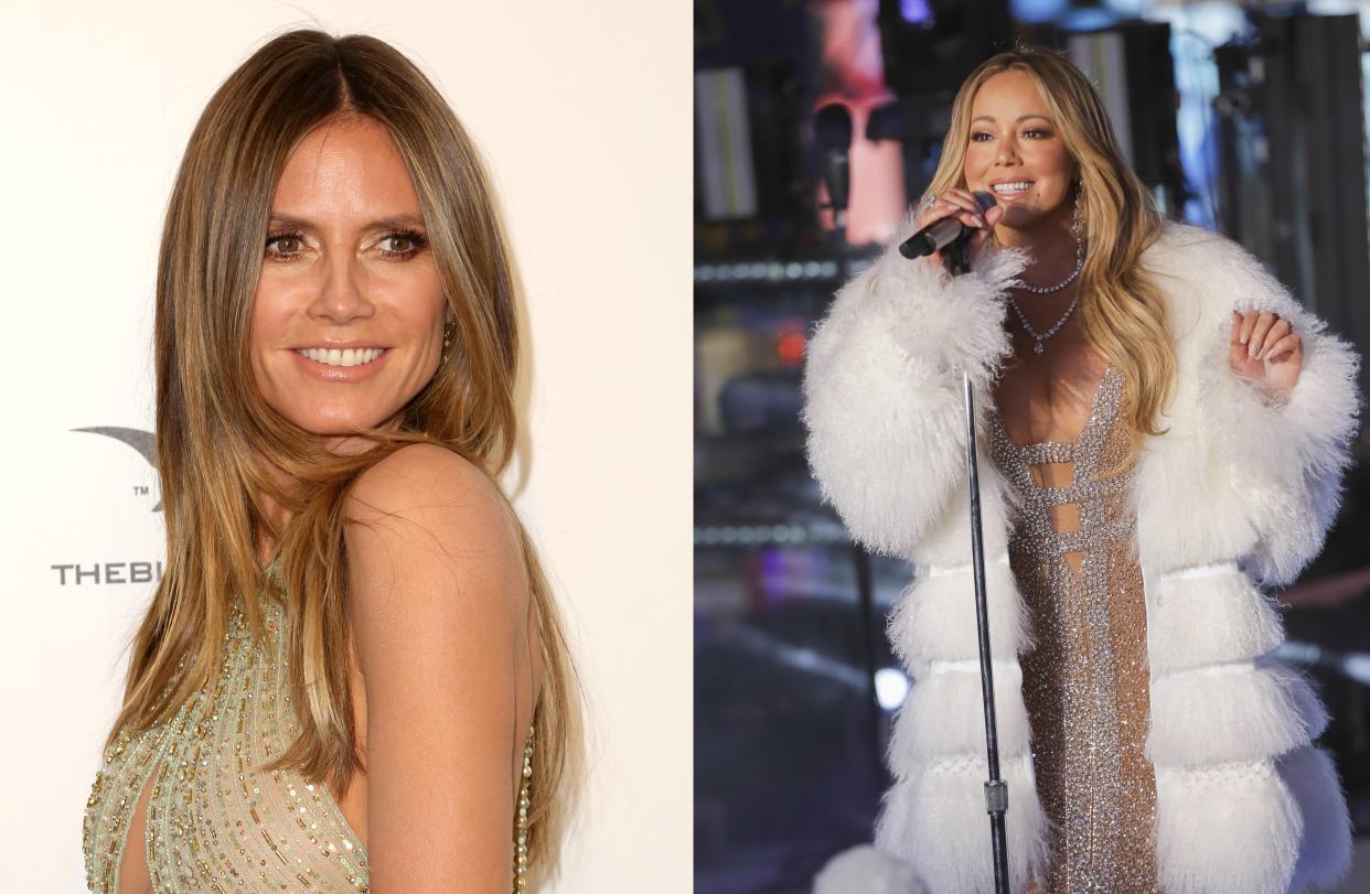 Heidi Klum (l.) und Mariah Carey sandten sich gegenseitig einen ganz besonderen Weihnachtsgruß zu. (Bilder: Willy Sanjuan/Invision/AP – Brent N. Clarke/Invision/AP)