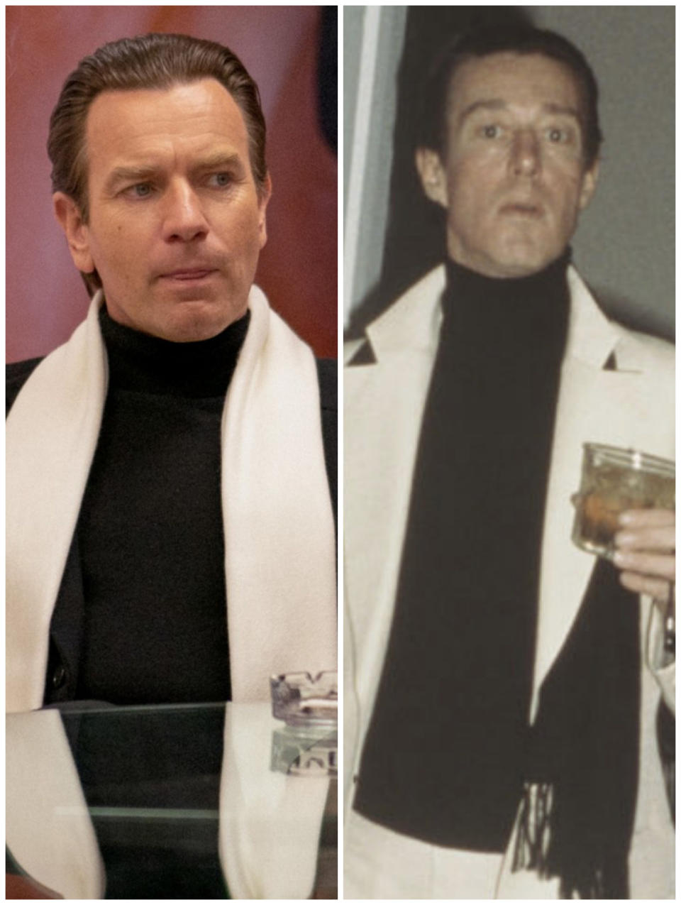 Ewan McGregor in "Halston" vs. the real Halston