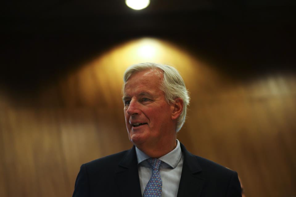 European Union chief Brexit negotiator Michel Barnier attends a weekly meeting of the College of Commissioners at EU headquarters in Brussels, Wednesday, Oct. 2, 2019. British Prime Minister Boris Johnson was due to send to Brussels what he says is the U.K.'s "final offer" for a Brexit deal, with the date set for Britain's departure less than a month away. (AP Photo/Francisco Seco)