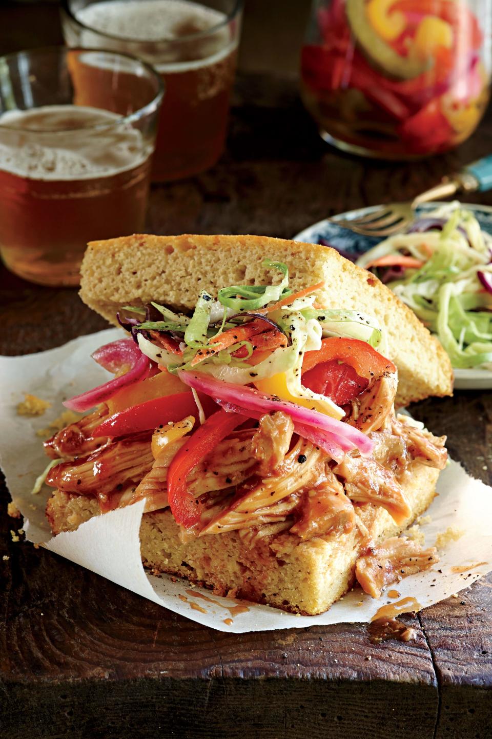 Slow-cooked Barbecued Chicken Sandwiches