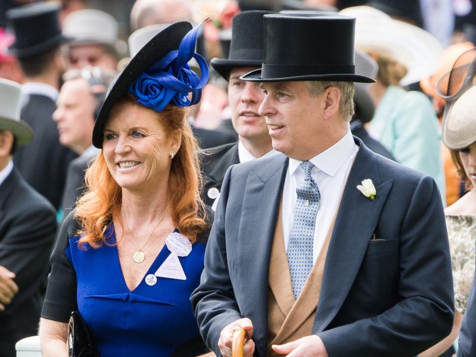 Sarah Ferguson and Prince Andrew, Duke of York attend day 4 of Royal Ascot at Ascot Racecourse on June 19, 2015 in Ascot, England
