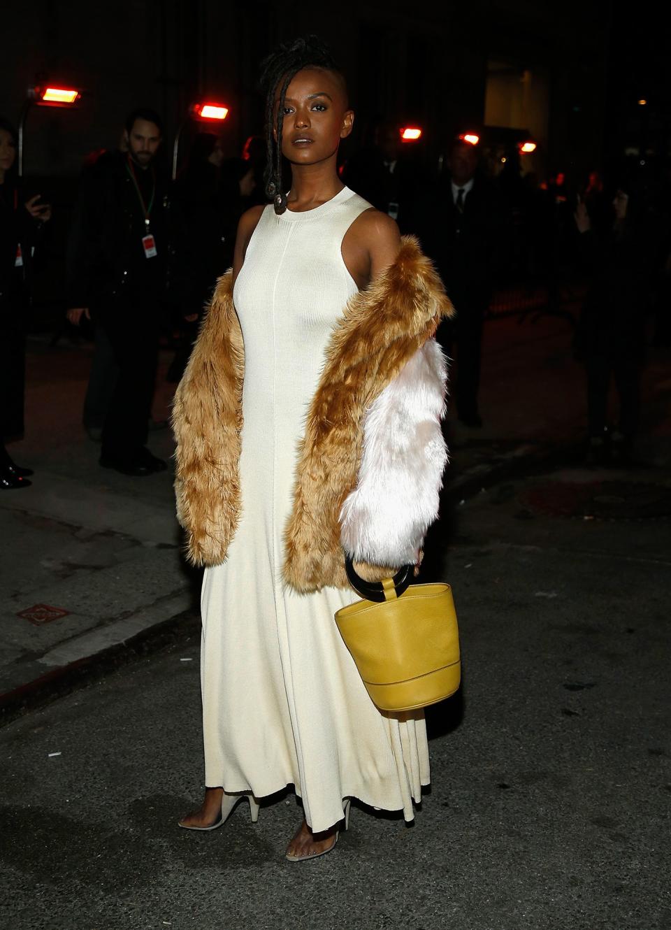 <p>Kelela</p> <p>What: Calvin Klein and a Simon Miller bag</p> <p>Where: On the street, New York City</p> <p>When: February 13, 2018</p>