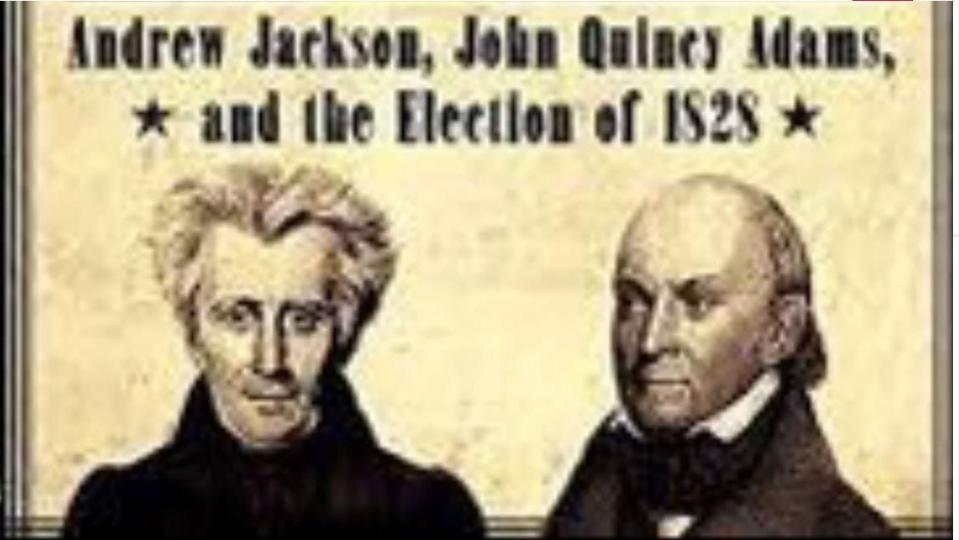 Employing a newly instituted facet of professional development called Technology Coaching, Wallenpaupack History teacher Rich McGinnis worked with Dan Granville,Technology Support Teacher to implement the history teacher's goals on a classroom project. The high school students analyzed the 1828 presidential election of incumbent Andrew Jackson, at left and challenger John Quincy Adams, at right, and created a 21st century campaign commercial utilizing propaganda techniques. A student did the voice-over. Similar to a modern campaign commercial, Jackson's claimed attributes were promoted and Adams' perceived faults were highlighted. This is a still picture from the iMovie used in the presentation.