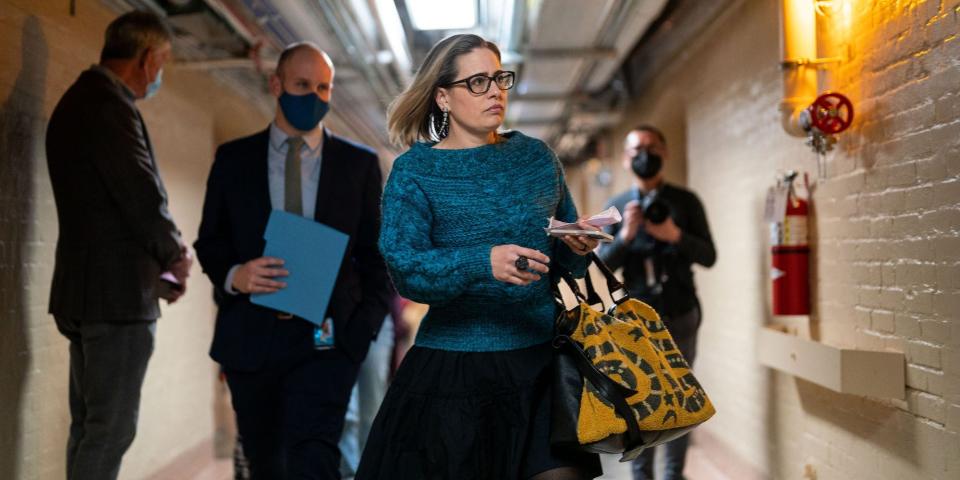 Democratic Sen. Kyrsten Sinema of Arizona at the Capitol on December 15, 2021.