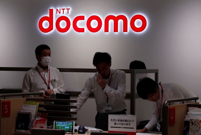 Logo of NTT Docomo is seen at its flagship shop in Tokyo