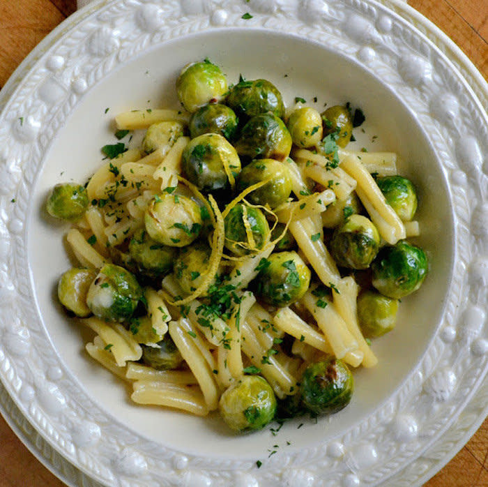 <strong>Get the <a href="http://theviewfromgreatisland.com/2012/01/baby-brussels-sprouts-with-lemon-cream-pasta.html" target="_blank">Baby Brussels Sprouts With Lemon Cream Pasta recipe</a> by The View From Great Island</strong>