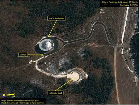 Airbus Defense & Space and 38 North satellite imagery from February 4, 2016 shows the Sohae Satellite Launching Station in North Korea in this image released on February 5, 2016. REUTERS/Airbus Defense & Space and 38 North/Handout via Reuters