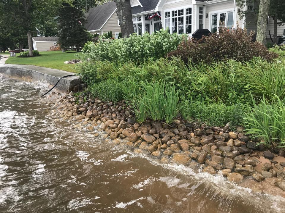 A buffer zone of native plants near the shoreline can help protect water quality and prevent erosion.