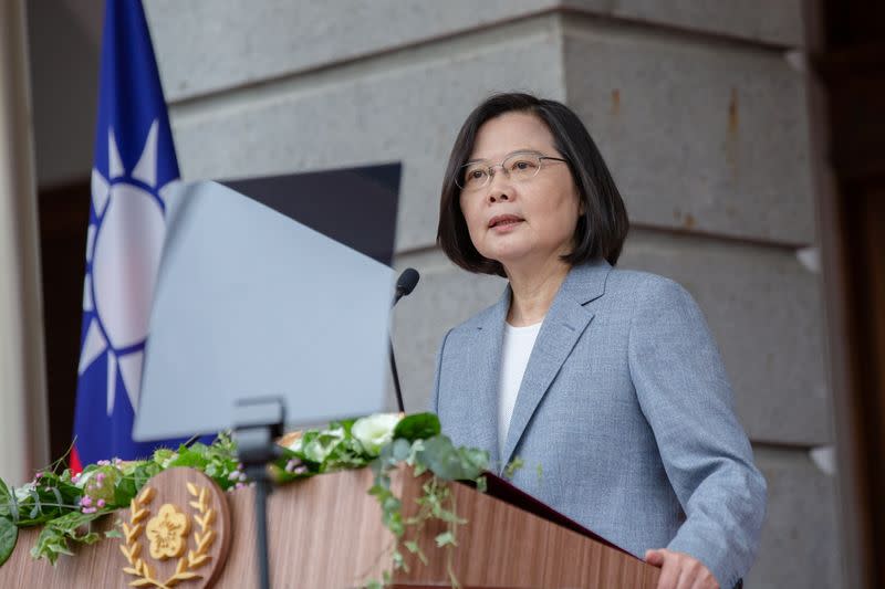 Taiwan President Tsai Ing-wen attends the inauguration ceremony at the Presidential Office Building in Taipei