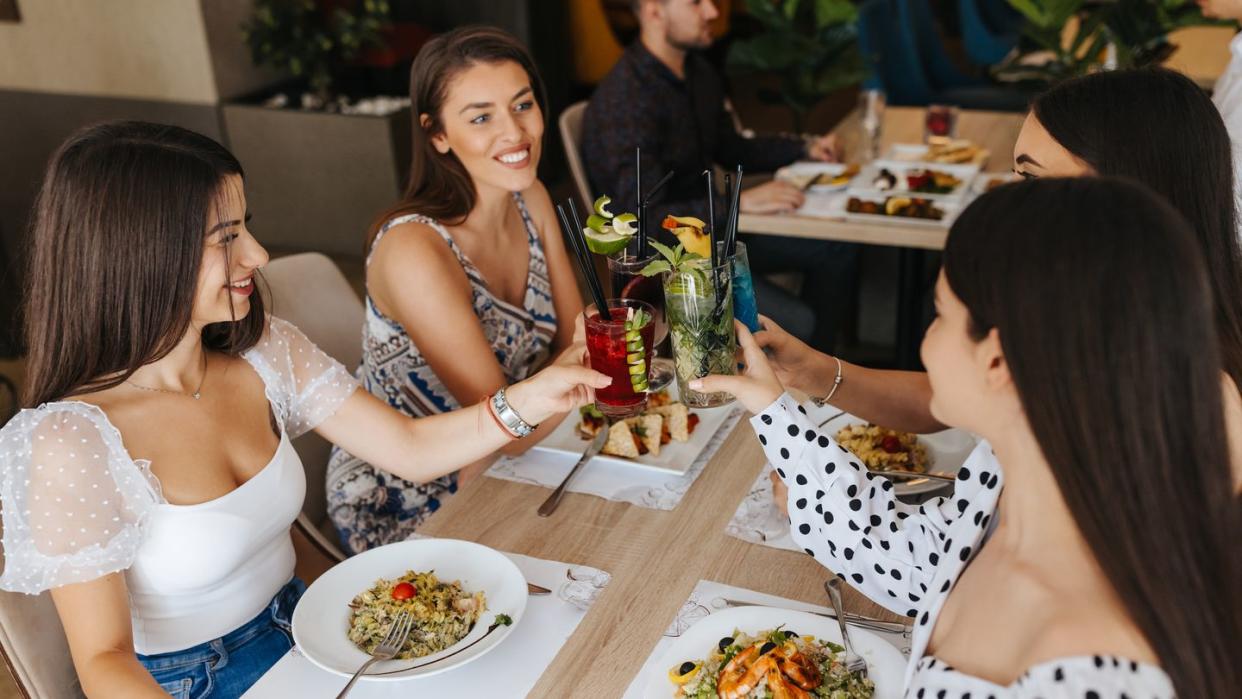 enjoying lunch with girlfriends