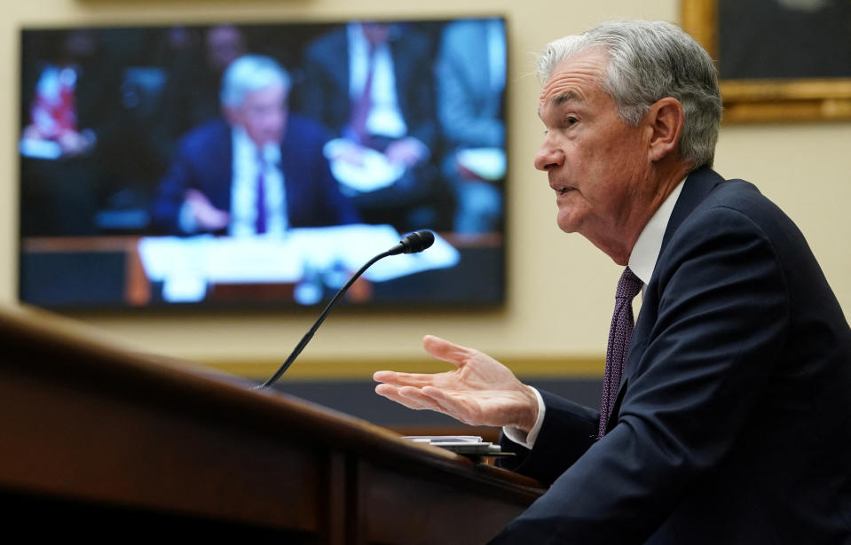 Federal Reserve Chair Jerome H. Powell testifies before a House Financial Services hearing on 