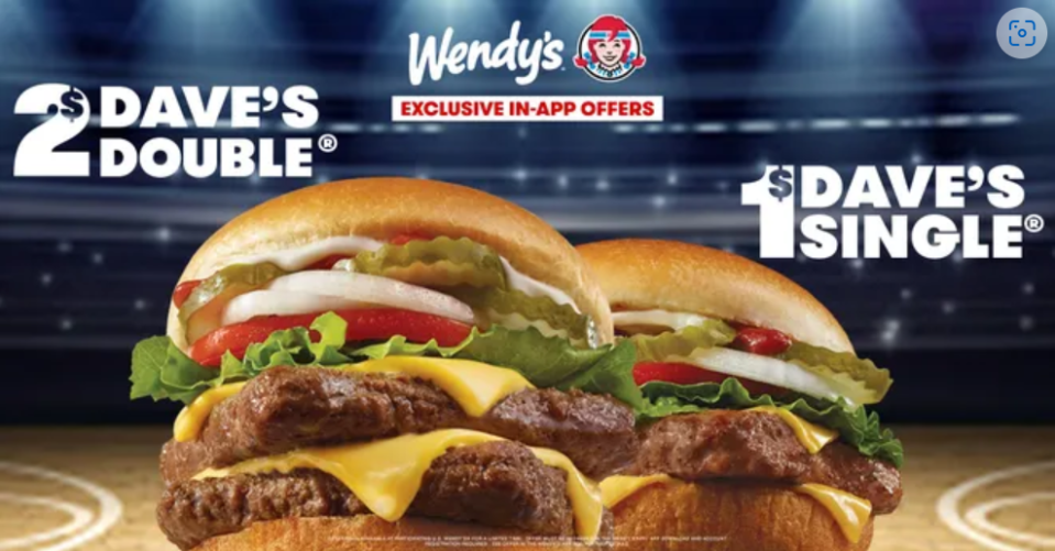 The Wendy's fast-food restaurant chain as part of a "March Madness" promotion is giving customers nationwide a chance to score a cheeseburger for $1 or a double cheeseburger for $2.
