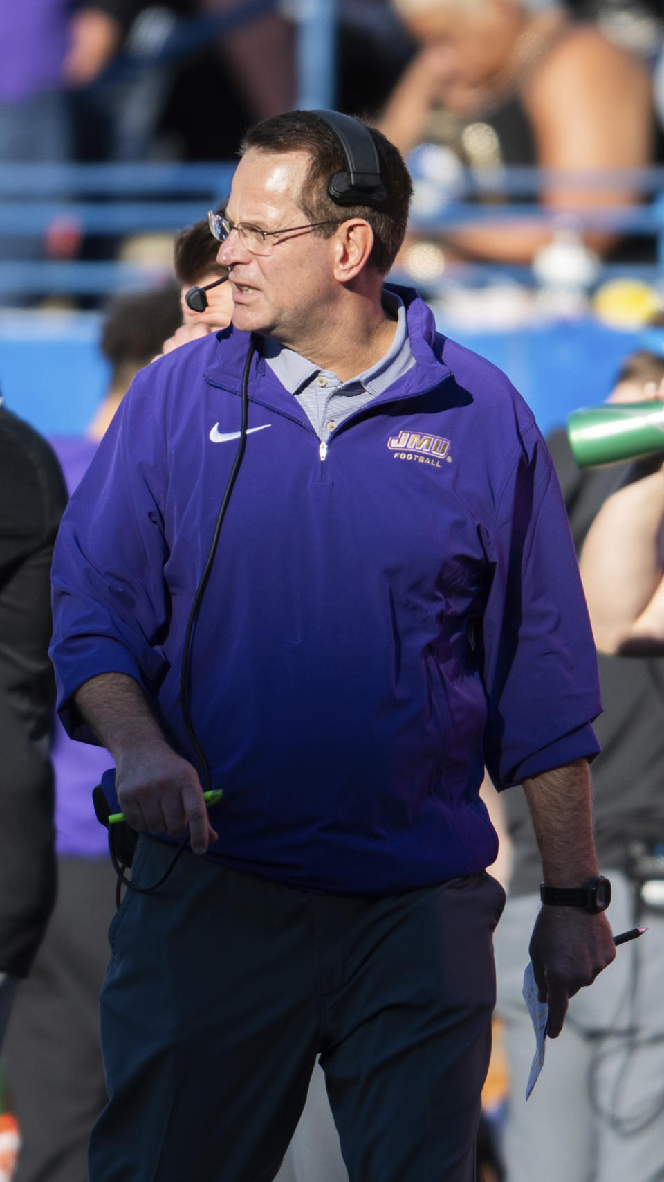 James Madison head coach Curt Cignetti watches from the sideline during the first half of an NCAA college football game against Georgia State, Saturday, Nov. 4 2023, in Atlanta. (AP Photo/Hakim Wright Sr.)