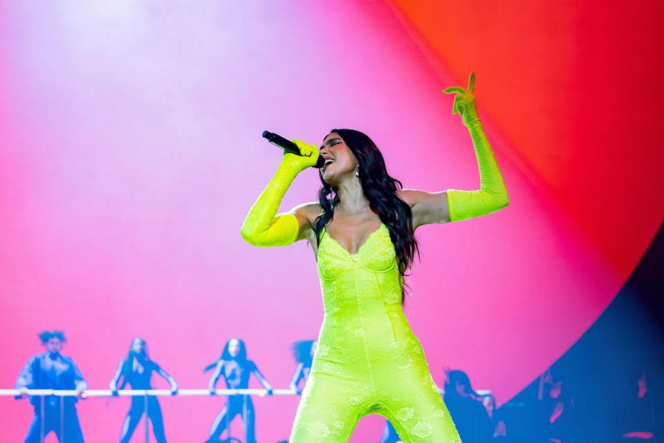 Dua Lipa performs onstage during the “Future Nostalgia” tour at FTX Arena on Feb. 9 in Miami. - Credit: Getty Images