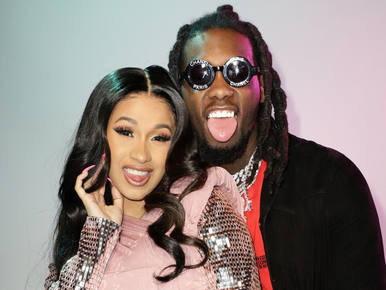 Cardi B and Offset&nbsp;pose backstage at the&nbsp;Mandalay Bay Resort and Casino in Las Vegas in April.