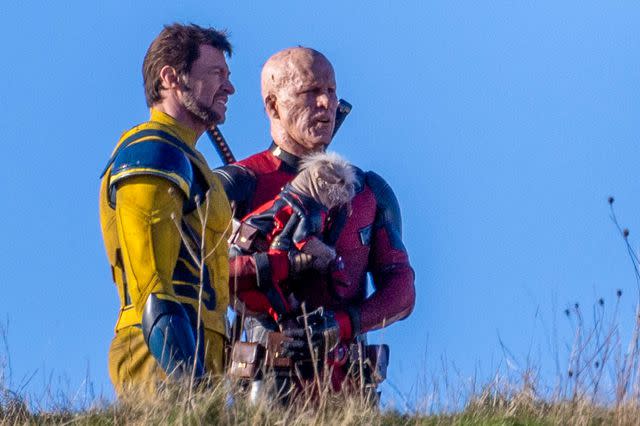 <p>Bav Media/SplashNews</p> Hugh Jackman and Ryan Reynolds filming Deadpool 3