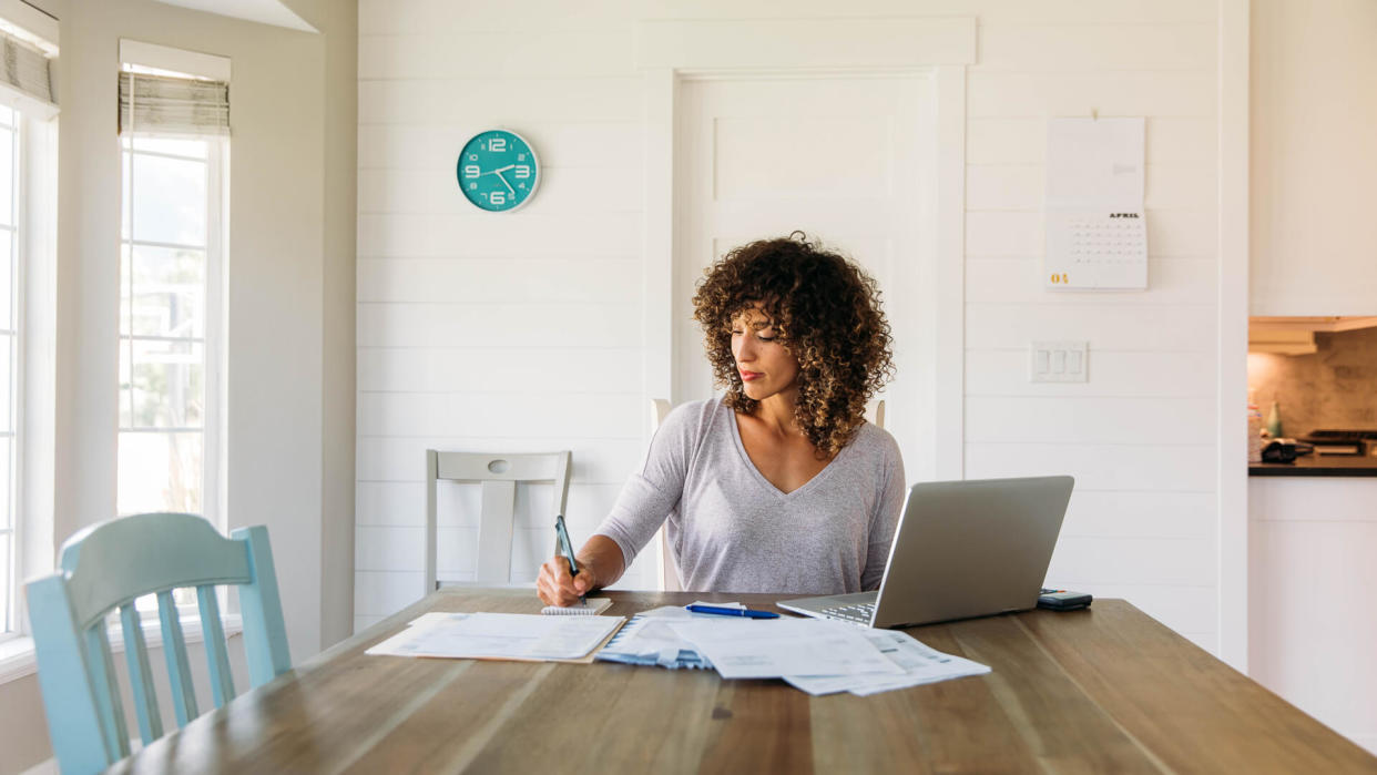 woman buying bonds online