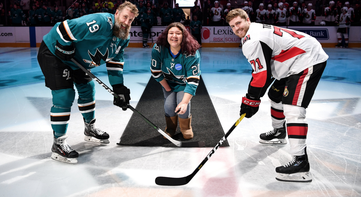 Selena Urban lived out her Make-A-Wish dream with help from the San Jose Sharks. (Twitter // @SanJose Sharks)
