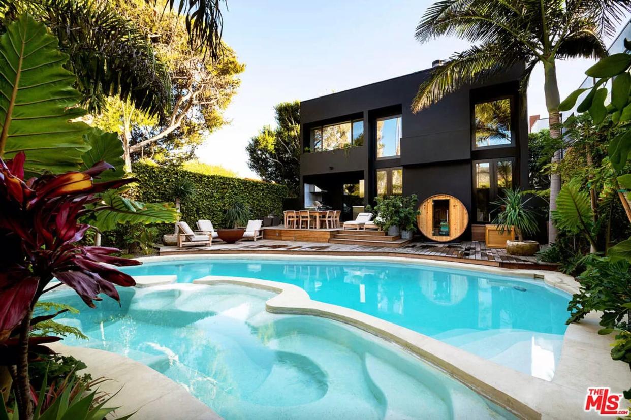 Back yard of Jonah Hill's Malibu Home with pool