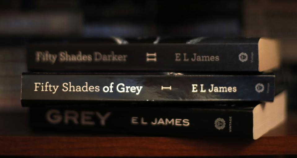 This Wednesday, Aug. 27, 2015 photos shows British author EL James' 