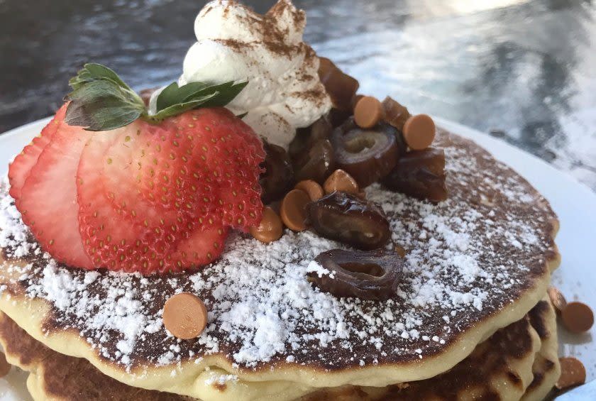 <p>These decadent pancakes have just the right amount of fruit in them, supplemented by plenty of sweet butterscotch chips. Breakfast? Dessert? Eh, it’s brunch — call it both! Dessekfast! Bressert!<br><br><a href="http://www.thedailymeal.com/recipes/date-butterscotch-pancakes-recipe" rel="nofollow noopener" target="_blank" data-ylk="slk:For the Date Butterscotch Pancakes recipe, click here.;elm:context_link;itc:0;sec:content-canvas" class="link "><b>For the Date Butterscotch Pancakes recipe, click here.</b></a></p>