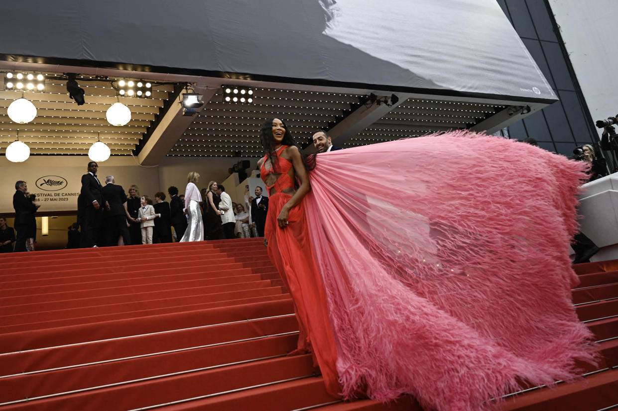 Le mannequin britannique Naomi Campbell arrive à la projection du film « Killers of the Flower Moon » lors de la 76e édition du Festival de Cannes, dans le sud de la France, le 20 mai 2023.